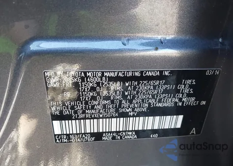 2014 Toyota Rav4 Xle z USA, uszkodzony, nr VIN 2T3RFREVXEW150764